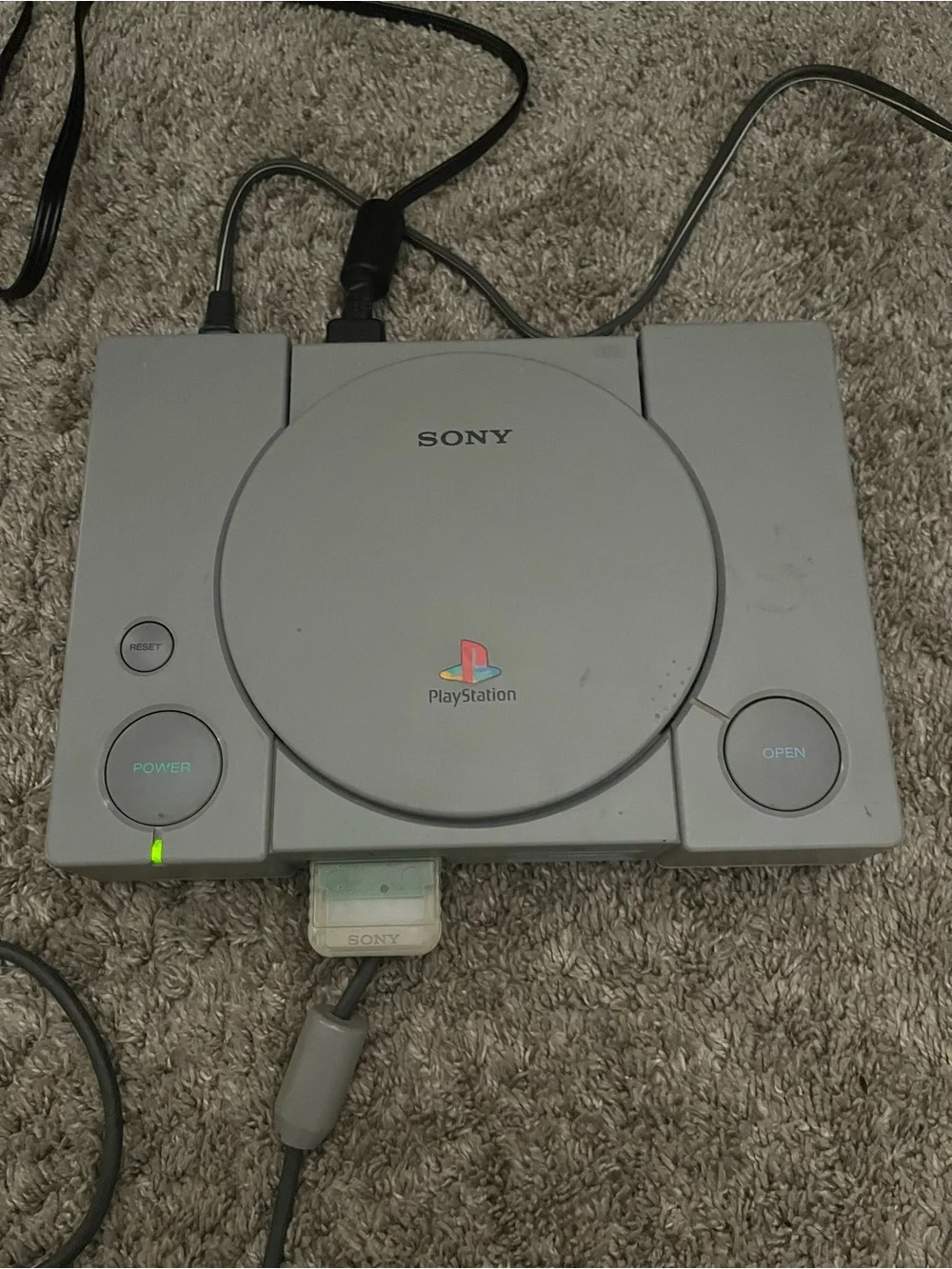 Sony Gray PlayStation Console with Controller, AV Cables & 4 Games
